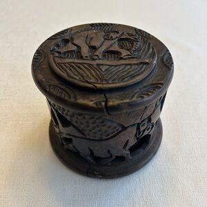 Vintage Hand Carved Ebony African Coaster’s Set of 5